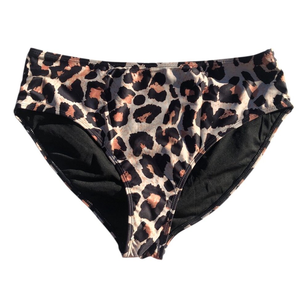 Women’s Leopard Print Bikini Bottoms, XL